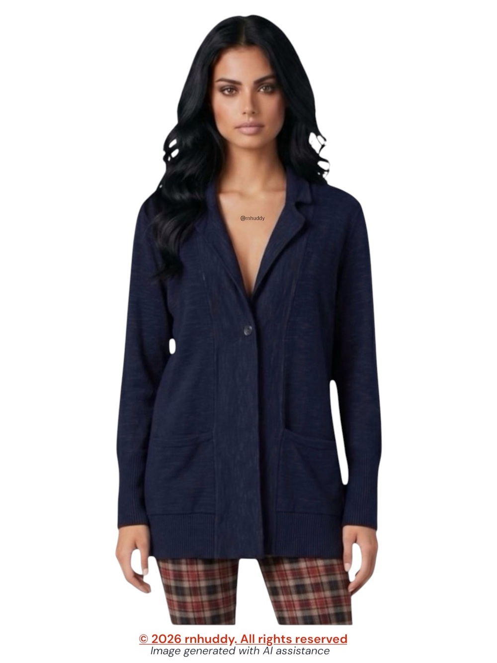 J. Jill petite M navy notch collar patch pocket sweater blazer